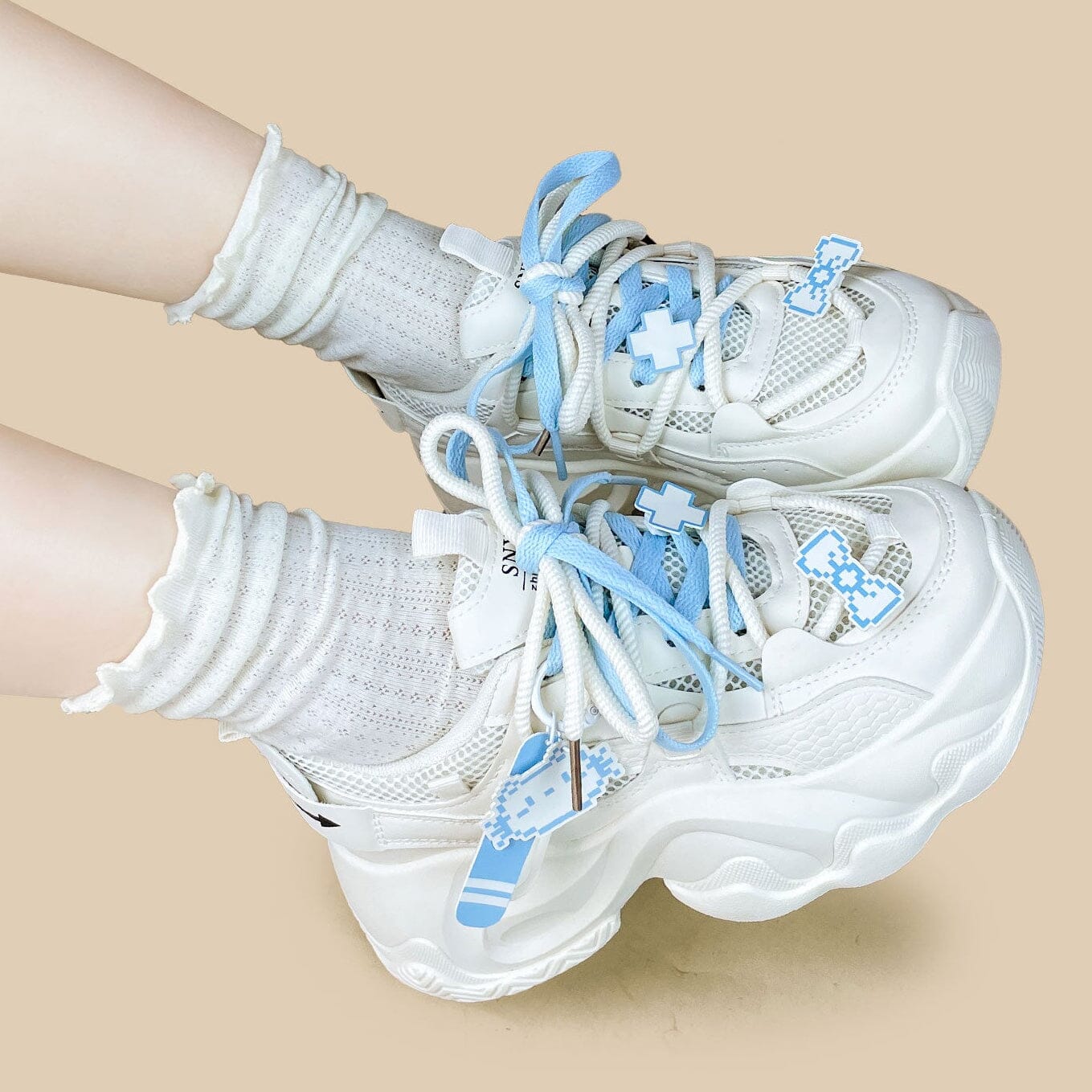 Blue Pixel Cat Cloud Chunky Sneakers - Unisex – Bobo's House