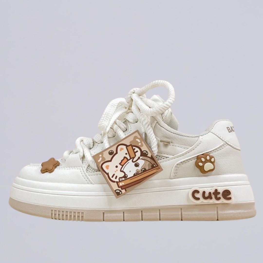 Boba Lovin Kitty Chunky White Sneakers - Women's Bobo's House US 5 | EU 35 