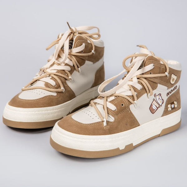 Boba Milk Tea Bear High Top Canvas Shoes - Women's - Bobo's House