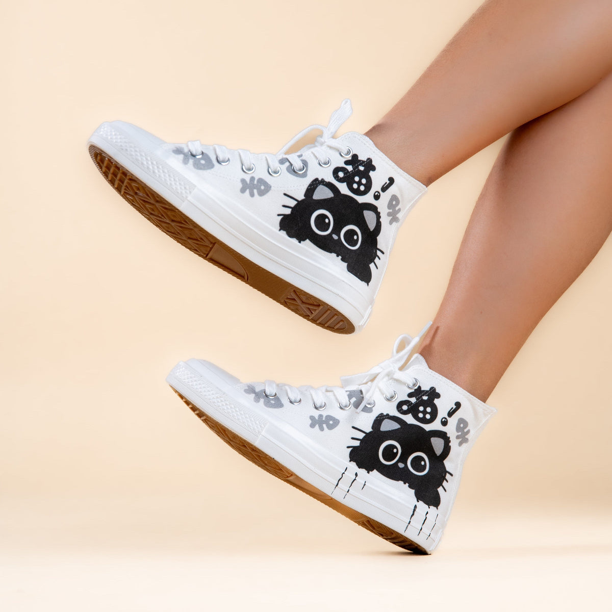 Boo the Black Kitty High Top Canvas Shoes - Women&#39;s Bobo&#39;s House 