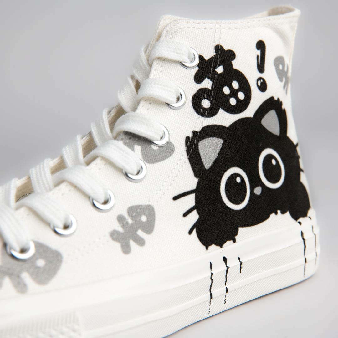 Boo the Black Kitty High Top Canvas Shoes - Women&#39;s Bobo&#39;s House 