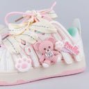 Bright Pink Bear Everday White Sneakers - Women's Bobo's House 