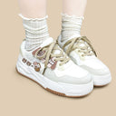Brown Sugar Latte Bear White Sneakers - Women's Otter Bobo's House 