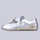 Celestial Metallic Silver Pearl Bloom Sneakers - Women's Bobo's House 