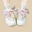 Cherry Blossom Pearl Kawaii Chunky Sneakers – Unisex Floral Bobo's House 