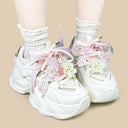Cherry Blossom Pearl Kawaii Chunky Sneakers – Unisex Floral Bobo's House 