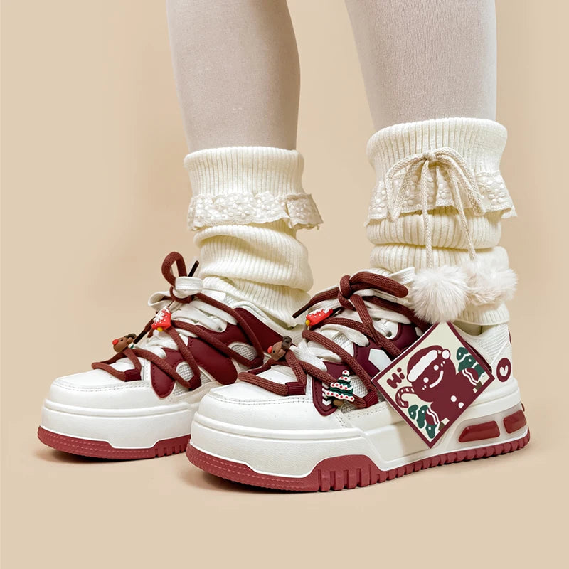 Christmas Edition Gingerbread Man Chunky Casual Sneakers - Women&#39;s Bobo&#39;s House 