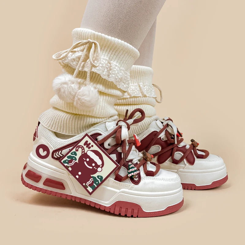 Christmas Edition Gingerbread Man Chunky Casual Sneakers - Women&#39;s Bobo&#39;s House 