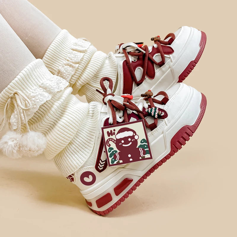 Christmas Edition Gingerbread Man Chunky Casual Sneakers - Women&#39;s Bobo&#39;s House 