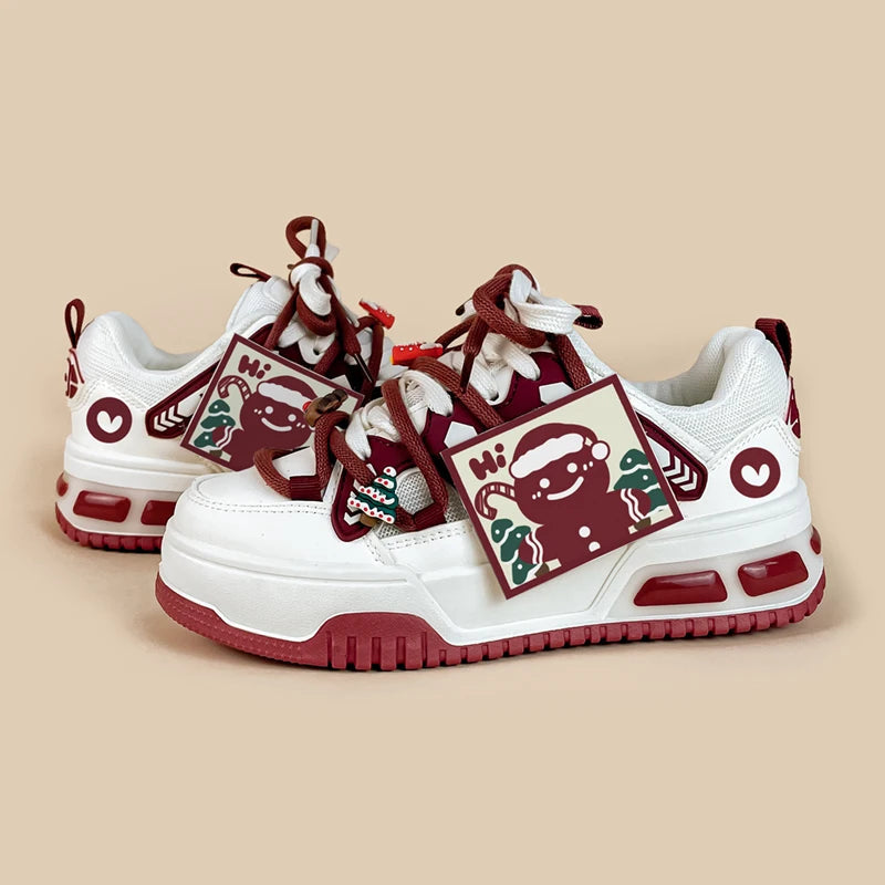 Christmas Edition Gingerbread Man Chunky Casual Sneakers - Women&#39;s Bobo&#39;s House 