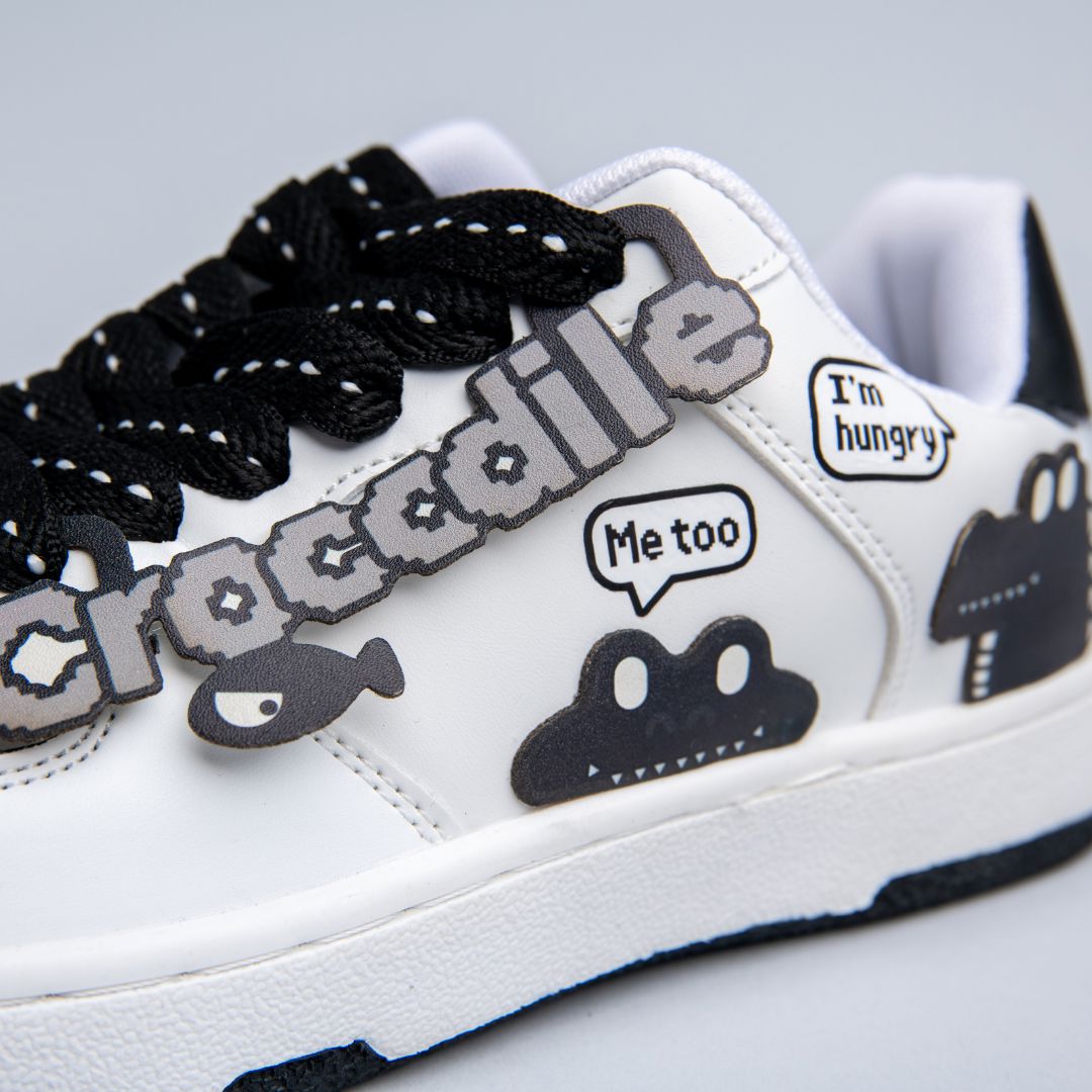 Chunky Hungry Crocodile Casual White Sneakers - Unisex Crocodile Bobo's House M 3 | W 5 | EU 35 