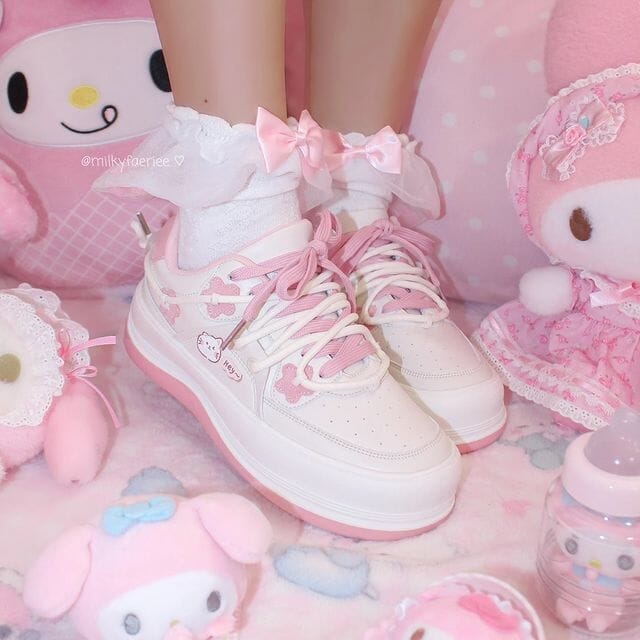 *CLEARANCE* Sakura Pink Back Lace Chunky Shoes - Women&#39;s 0 Bobo&#39;s House 