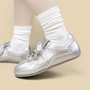 Coquette Blush Pink Satin Bow Charm Sneakers - Women's Bobo's House 