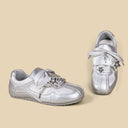 Coquette Blush Pink Satin Bow Charm Sneakers - Women's Bobo's House 