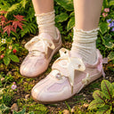 Coquette Porcelain Blush Pink Bow Charm Sneakers - Women's Bobo's House 