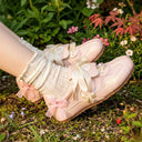 Coquette Porcelain Blush Pink Bow Charm Sneakers - Women's Bobo's House 