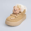 Cozy Fluffy Bear Ultra Chunky Beige Mid Top Shoes - Women's Bear Bobo's House 