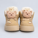 Cozy Fluffy Bear Ultra Chunky Beige Mid Top Shoes - Women's Bear Bobo's House 
