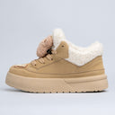 Cozy Fluffy Bear Ultra Chunky Beige Mid Top Shoes - Women's Bear Bobo's House 
