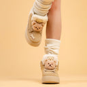 Cozy Fluffy Bear Ultra Chunky Beige Mid Top Shoes - Women's Bear Bobo's House 