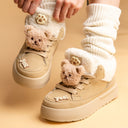 Cozy Fluffy Bear Ultra Chunky Beige Mid Top Shoes - Women's Bear Bobo's House 