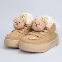 Cozy Fluffy Bear Ultra Chunky Beige Mid Top Shoes - Women's Bear Bobo's House US 5 | EU 35 