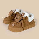 Cozy Fluffy Bear Ultra Chunky Brown Mid Top Shoes - Women's Bear Bobo's House 