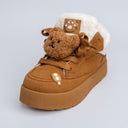 Cozy Fluffy Bear Ultra Chunky Brown Mid Top Shoes - Women's Bear Bobo's House 