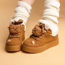 Cozy Fluffy Bear Ultra Chunky Brown Mid Top Shoes - Women's Bear Bobo's House 