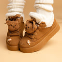Cozy Fluffy Bear Ultra Chunky Brown Mid Top Shoes - Women's Bear Bobo's House 