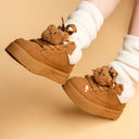 Cozy Fluffy Bear Ultra Chunky Brown Mid Top Shoes - Women's Bear Bobo's House 