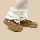 Cozy Fluffy Polar Bear Chunky Brown Mid Top Shoes - Women's Bear Bobo's House 