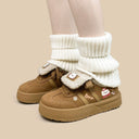 Cozy Fluffy Polar Bear Chunky Brown Mid Top Shoes - Women's Bear Bobo's House 