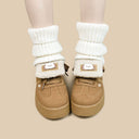 Cozy Fluffy Polar Bear Chunky Brown Mid Top Shoes - Women's Bear Bobo's House 