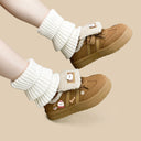Cozy Fluffy Polar Bear Chunky Brown Mid Top Shoes - Women's Bear Bobo's House 