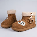 Cozy Patchwork and Bows Ultra Soft Beige Winter Boots - Women's Bobo's House 