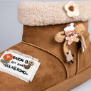 Cozy Patchwork and Bows Ultra Soft Beige Winter Boots - Women's Bobo's House 