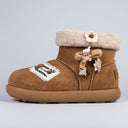 Cozy Patchwork and Bows Ultra Soft Beige Winter Boots - Women's Bobo's House US 5 | EU 35 