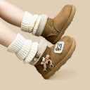 Cozy Patchwork Chunky Beige Mid Top Shoes - Women's Reindeer Bobo's House 