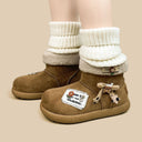 Cozy Patchwork Chunky Beige Mid Top Shoes - Women's Reindeer Bobo's House 