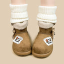 Cozy Patchwork Chunky Beige Mid Top Shoes - Women's Reindeer Bobo's House 