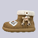 Cozy Patchwork Chunky Beige Mid Top Shoes - Women's Reindeer Bobo's House US 5 | EU 35 