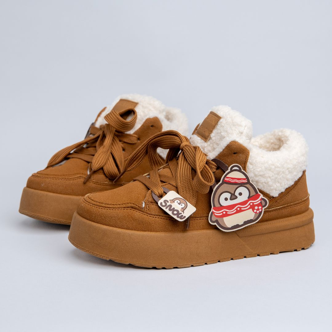 Cozy Penguin Ultra Chunky Brown Mid Top Shoes - Women's – Bobo's House