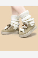 Cozy Pup Bone Sherpa Beige Mid Top Shoes - Women's Puppy Bobo's House 