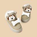 Cozy Pup Bone Sherpa Beige Mid Top Shoes - Women's Puppy Bobo's House 