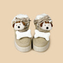 Cozy Pup Bone Sherpa Beige Mid Top Shoes - Women's Puppy Bobo's House 