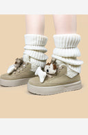 Cozy Pup Bone Sherpa Beige Mid Top Shoes - Women's Puppy Bobo's House 