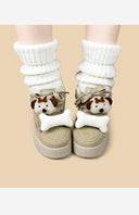 Cozy Pup Bone Sherpa Beige Mid Top Shoes - Women's Puppy Bobo's House 