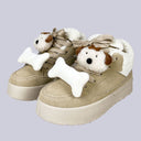 Cozy Pup Bone Sherpa Beige Mid Top Shoes - Women's Puppy Bobo's House US 5 | EU 35 