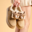 Cozy Sleepy Reindeer Chunky Beige Foldover Shoes - Women's Reindeer Bobo's House 